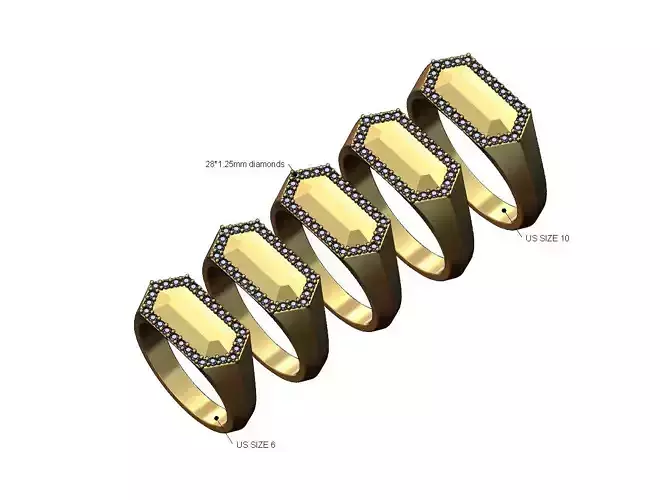 Diamond faceted knife edge signet ring US sizes 6to10