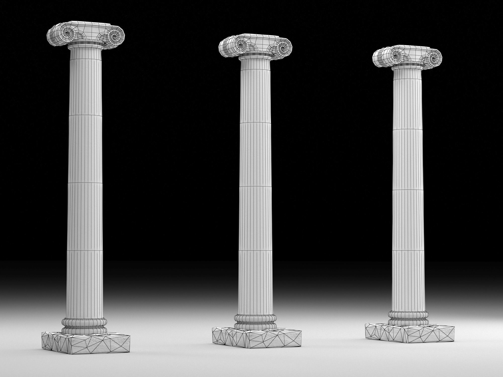 Ionic column 2 Low-poly 3D model_11