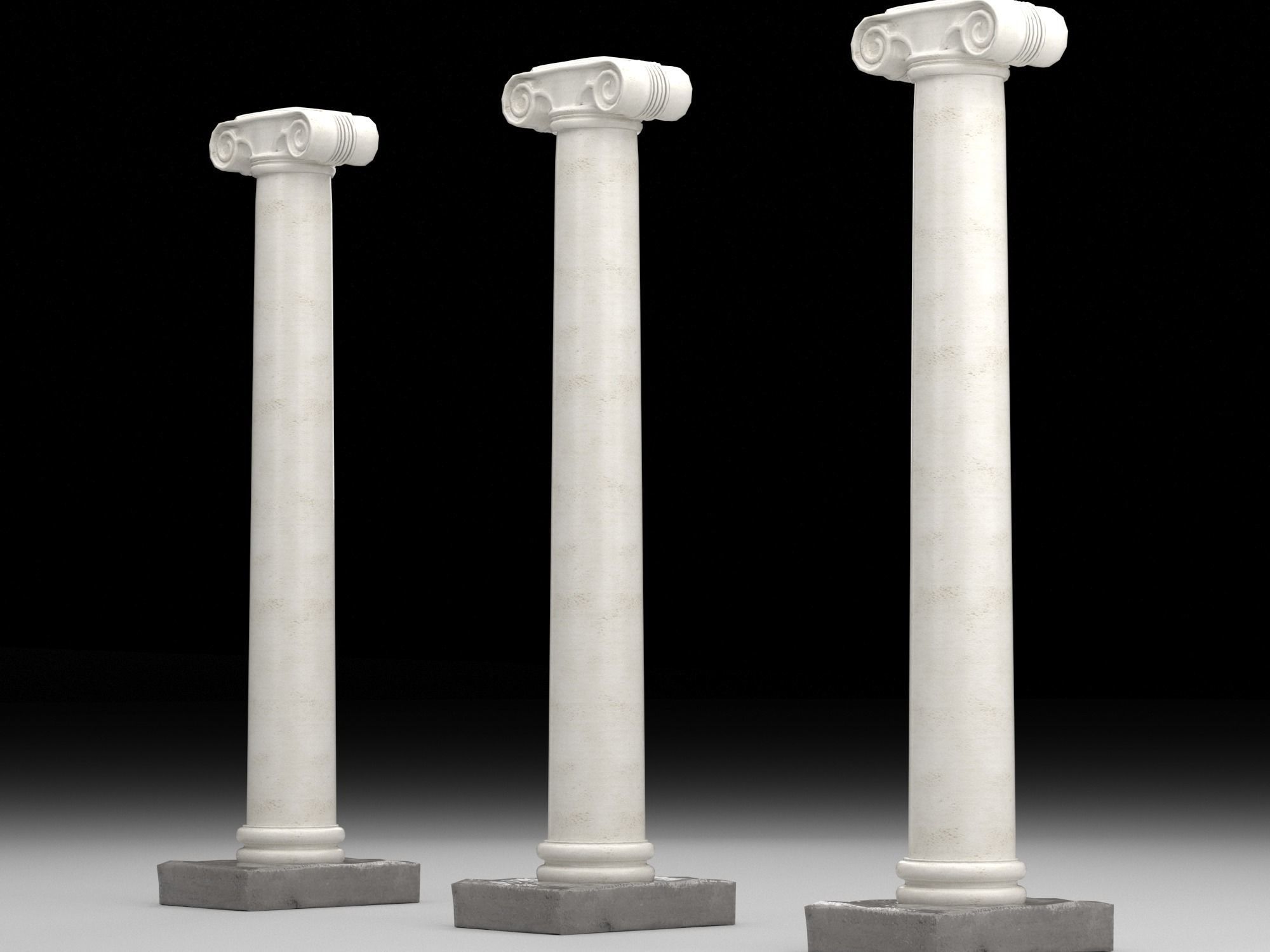 Ionic column 2 Low-poly 3D model_2