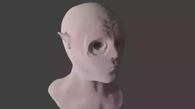 Head Bust of Elvish Creature high poly