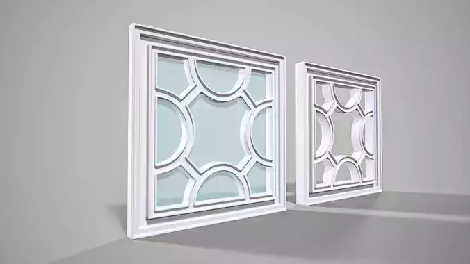 Highpoly Square Gothic Window Type2 3D model