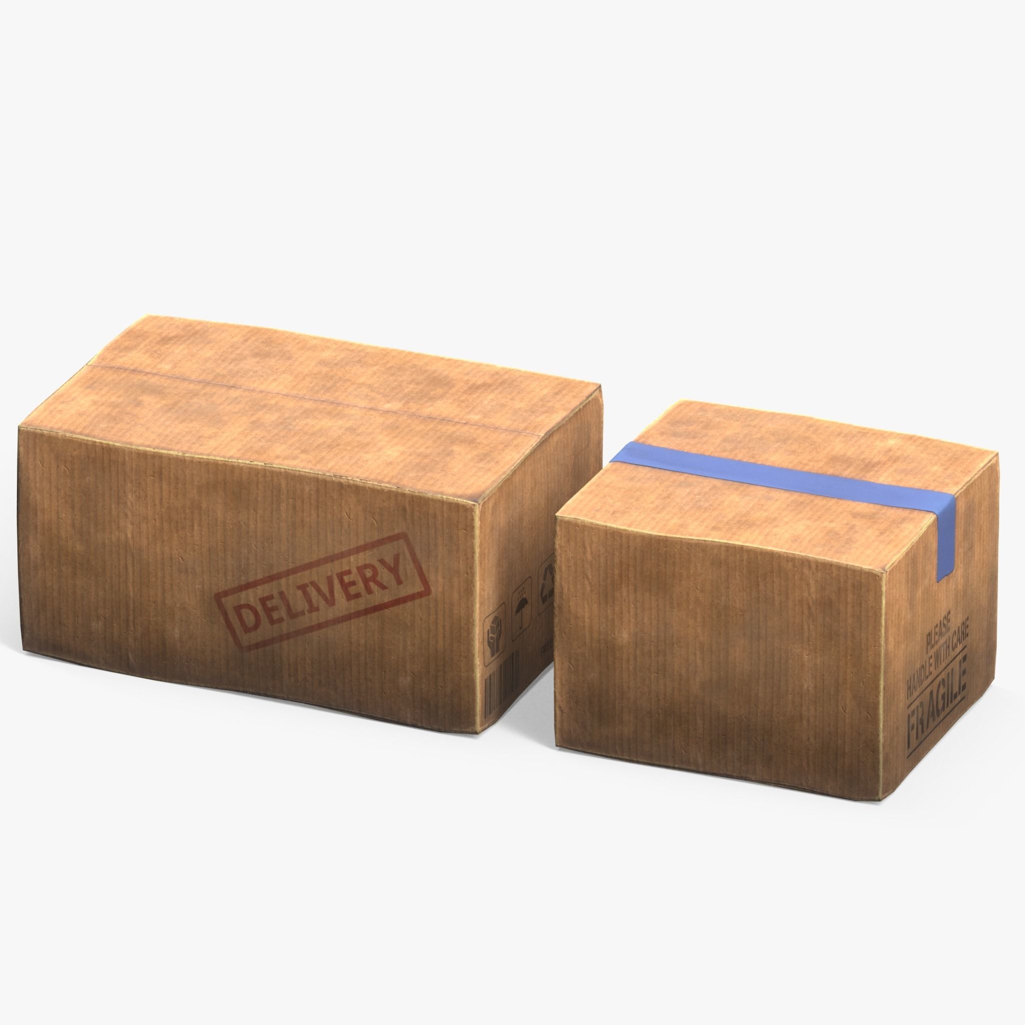 Cardboard Box Low-poly 3D model_4