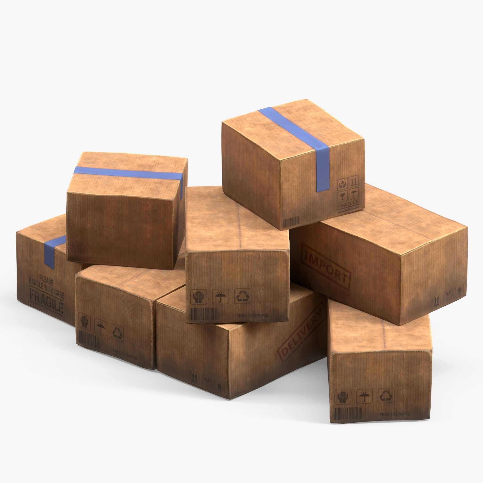 Cardboard Box Low-poly 3D model_2