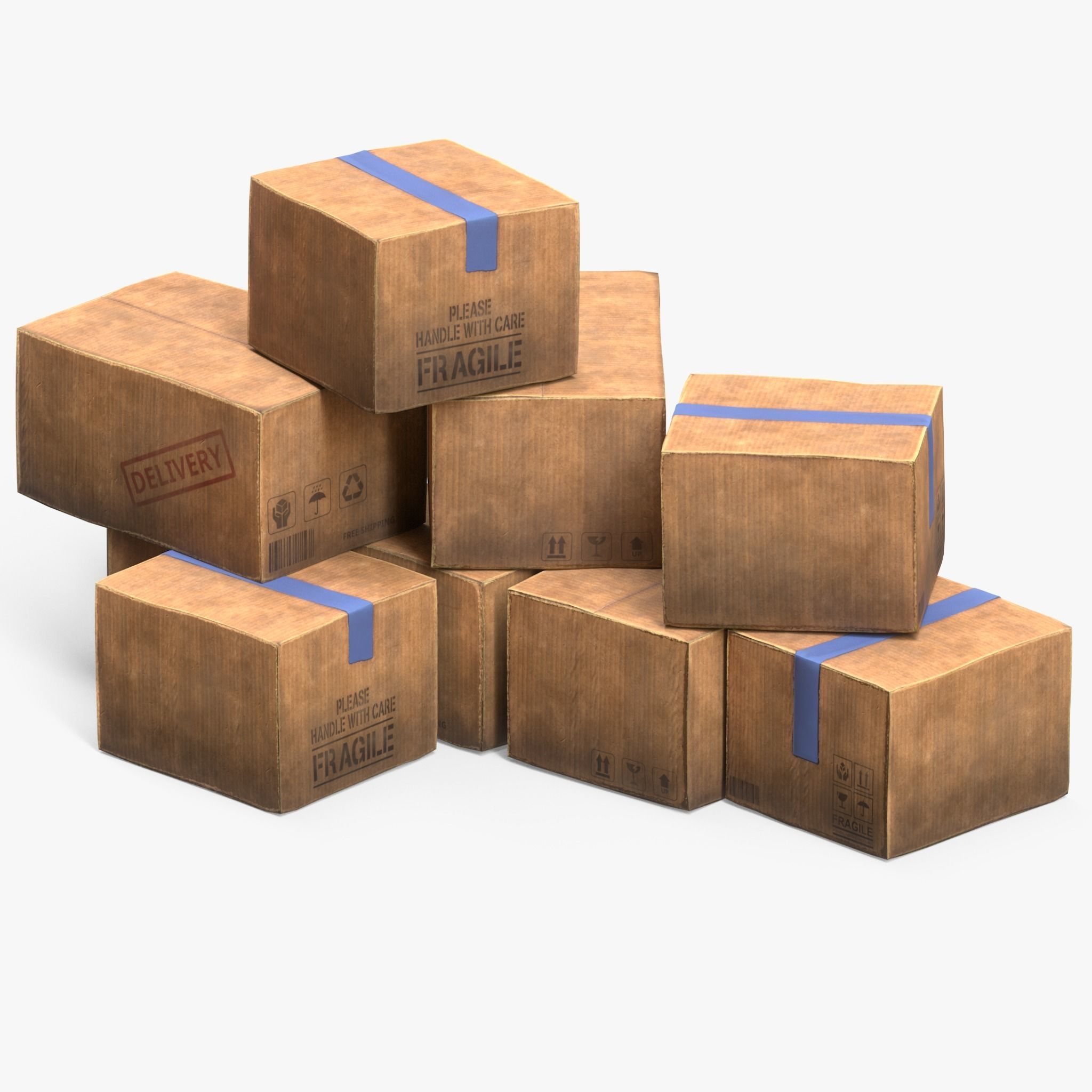 Cardboard Box Low-poly 3D model_1
