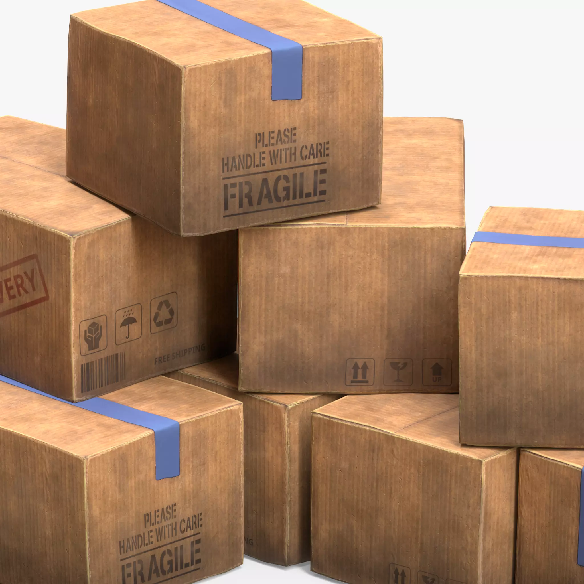 Cardboard Box Low-poly 3D model_0