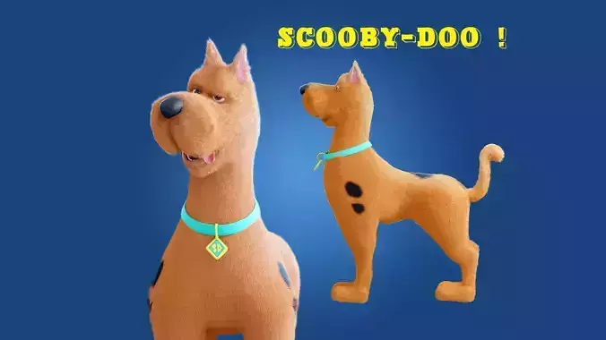 Scooby-Doo rigged and  fur Low-poly 3D model