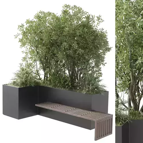 Urban Environment - Urban Furniture - Green Benches 