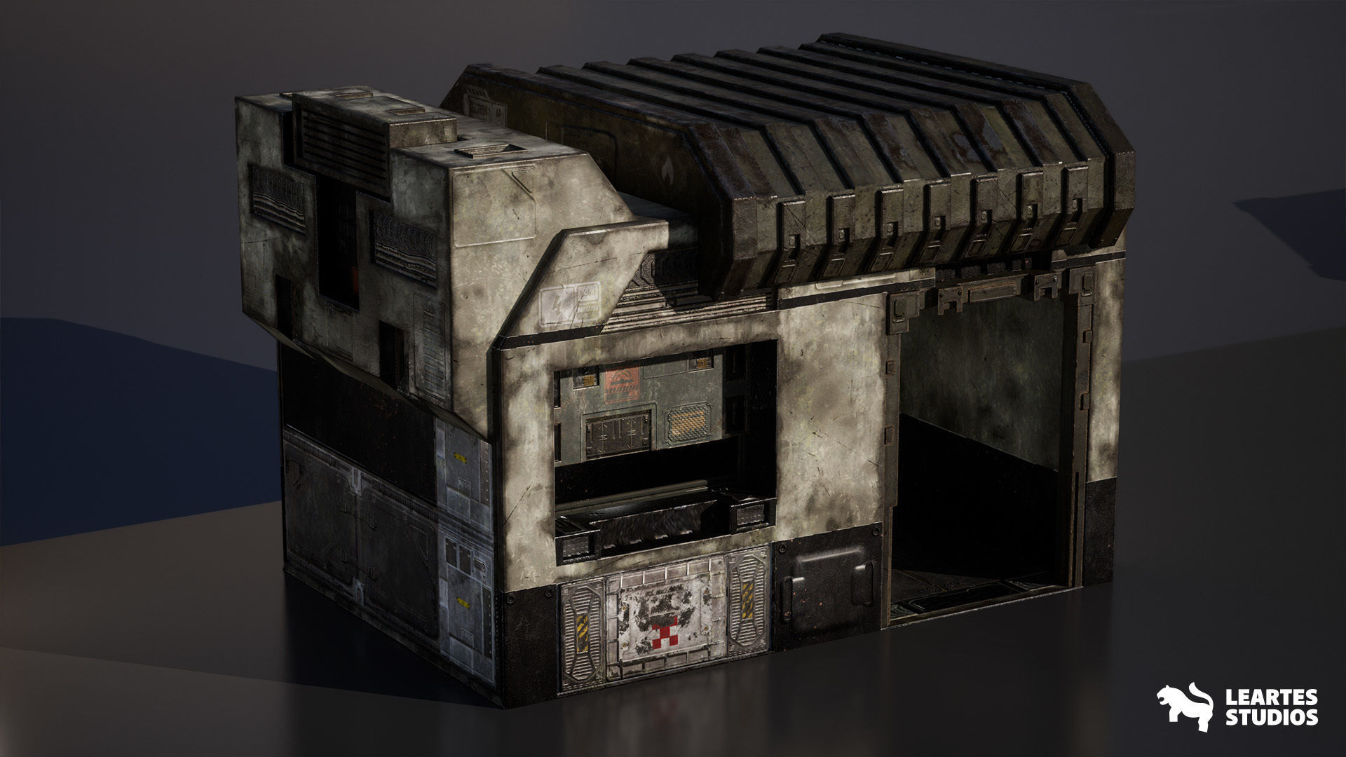 Cyberpunk Rooftop Market Environment Low-poly 3D model_16