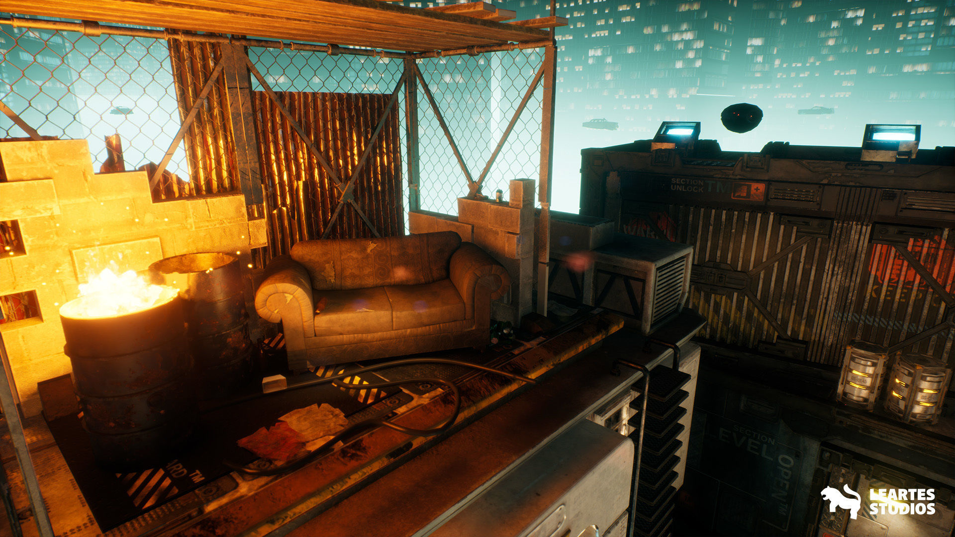 Cyberpunk Rooftop Market Environment Low-poly 3D model_9