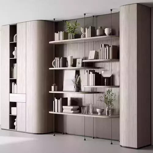 Cabinet Furniture - Wooden Shelves Decorative With Plants