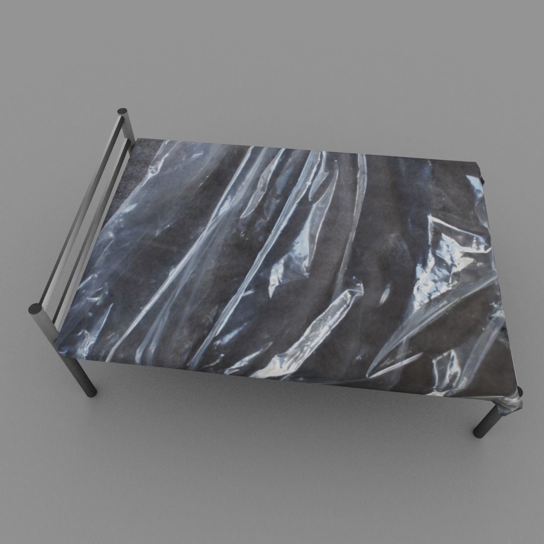 Plastic covered bed Low-poly 3D model_3
