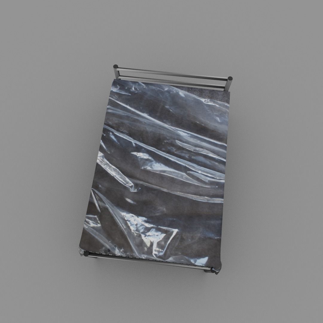 Plastic covered bed Low-poly 3D model_4