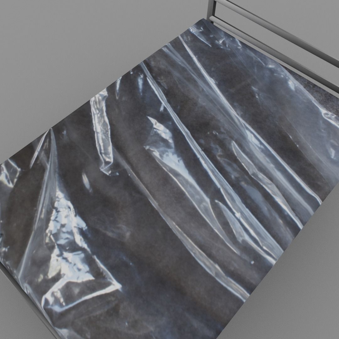 Plastic covered bed Low-poly 3D model_8