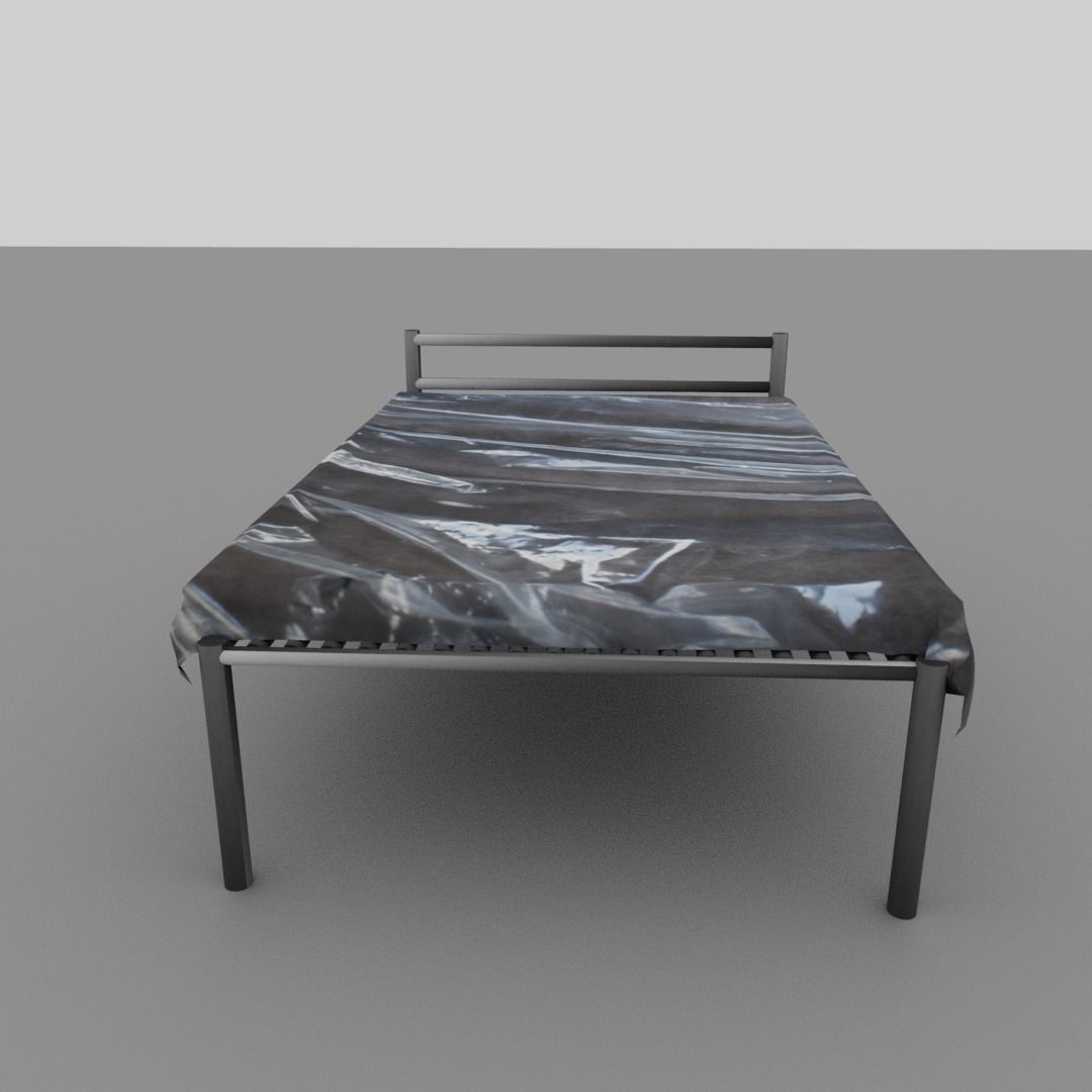 Plastic covered bed Low-poly 3D model_10