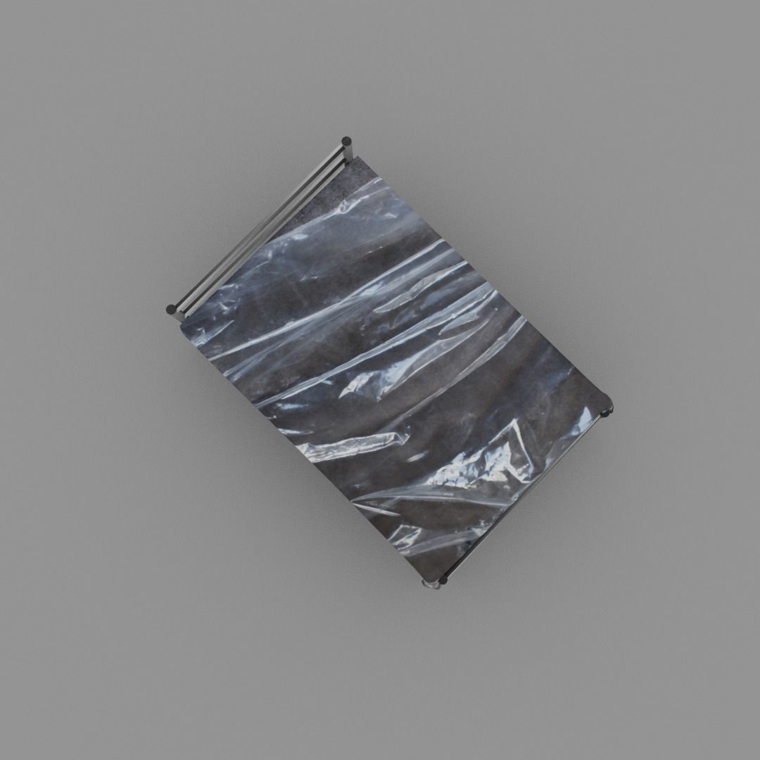 Plastic covered bed Low-poly 3D model_9