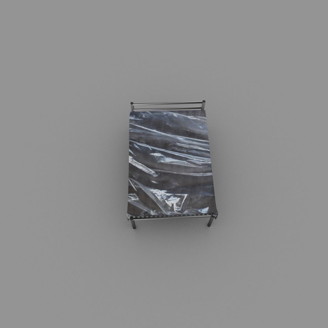 Plastic covered bed Low-poly 3D model_1