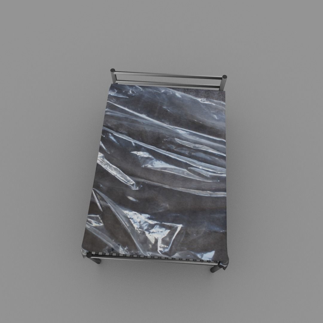 Plastic covered bed Low-poly 3D model_6