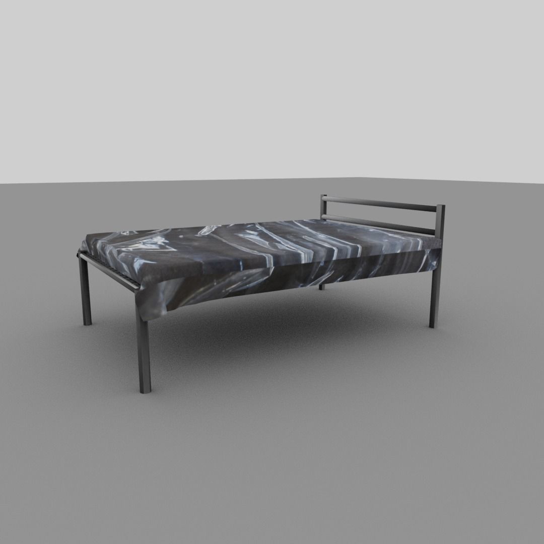 Plastic covered bed Low-poly 3D model_5