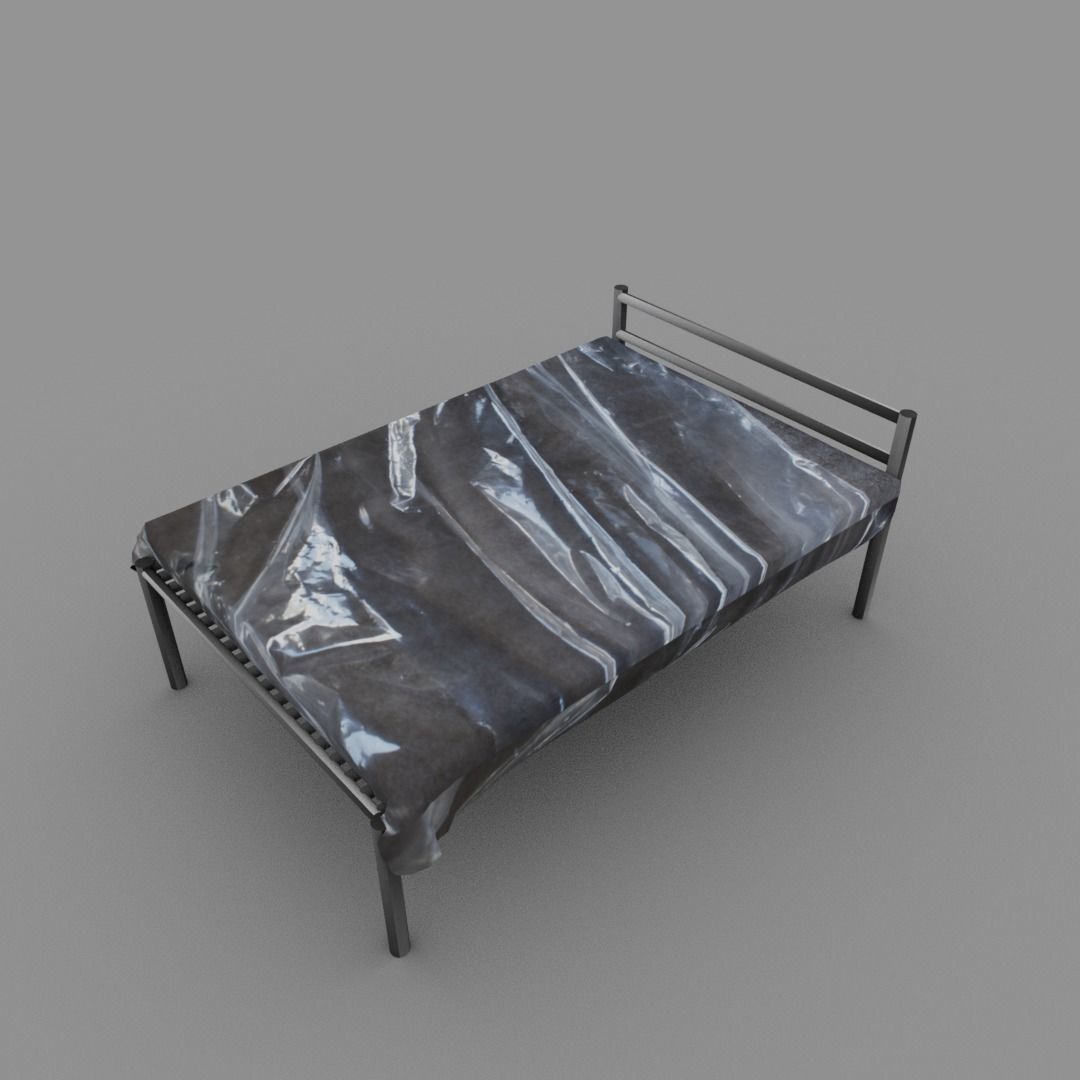 Plastic covered bed Low-poly 3D model_2