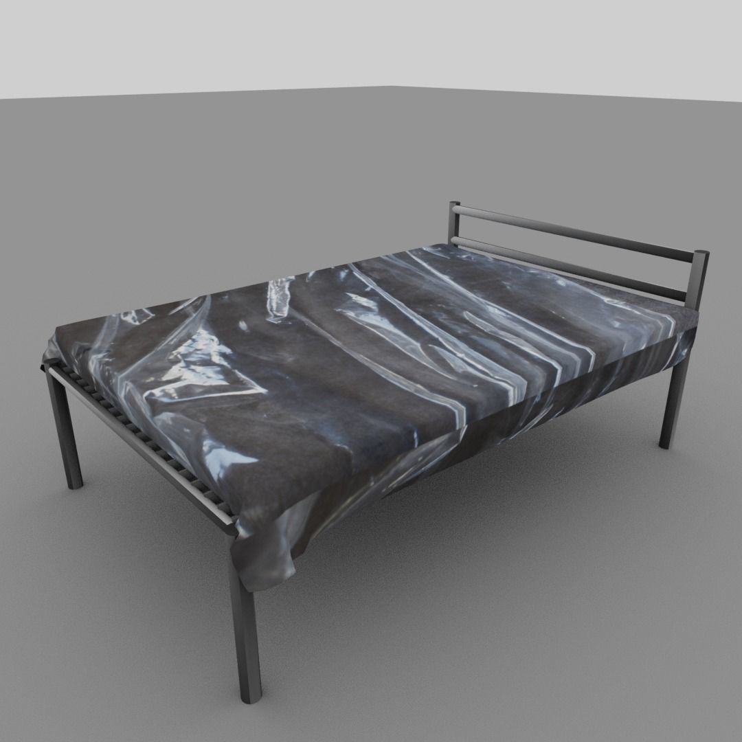 Plastic covered bed Low-poly 3D model_7