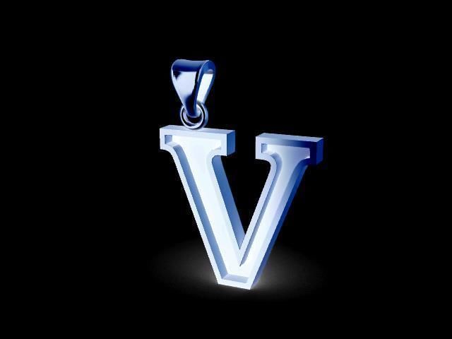 letter V pendant 3D print model_1