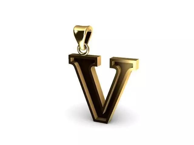letter V pendant 3D print model_0