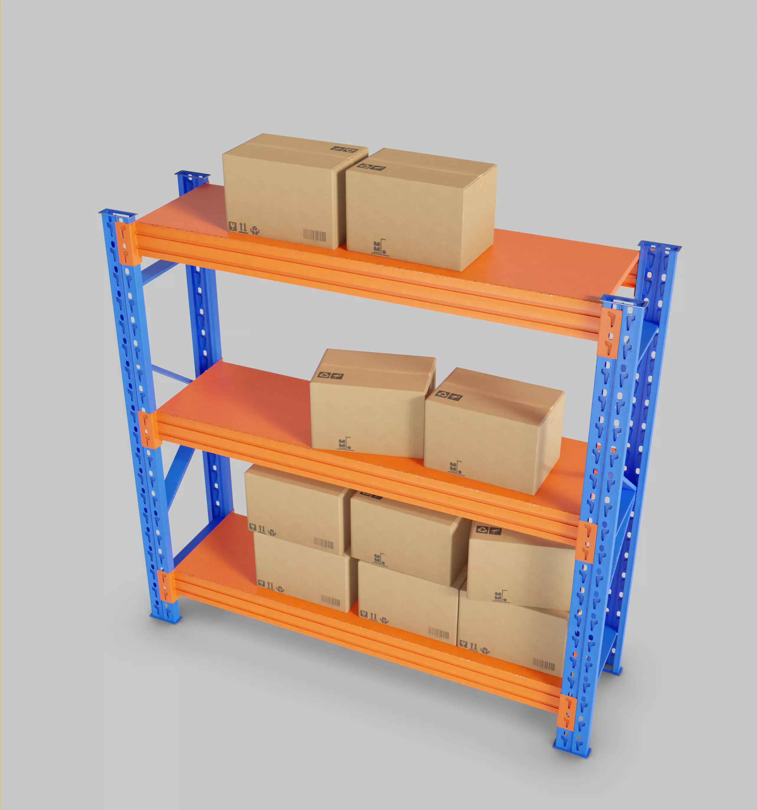  storage shelf storage rack warehouse kits Low-poly 3D model_0