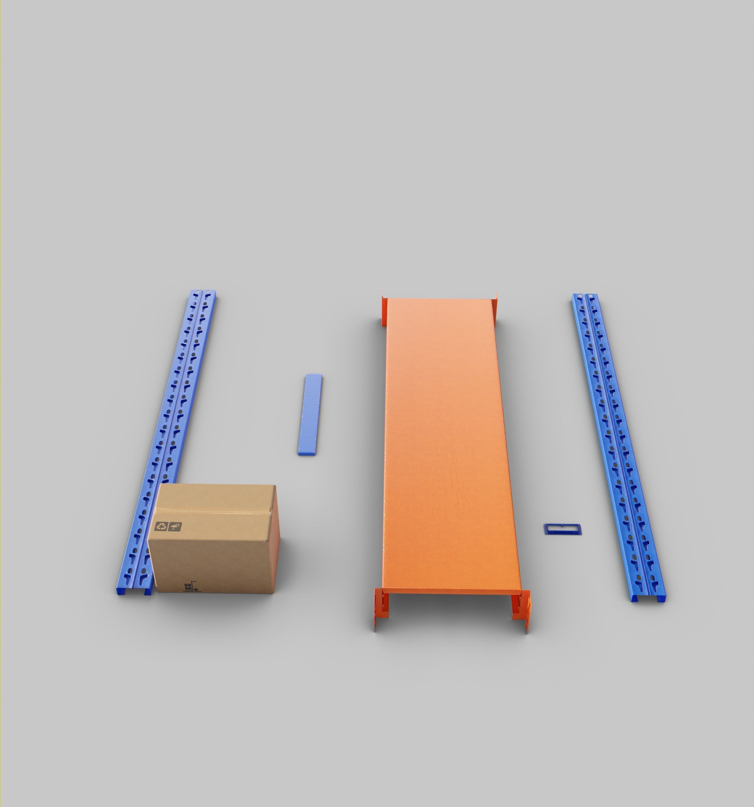  storage shelf storage rack warehouse kits Low-poly 3D model_2