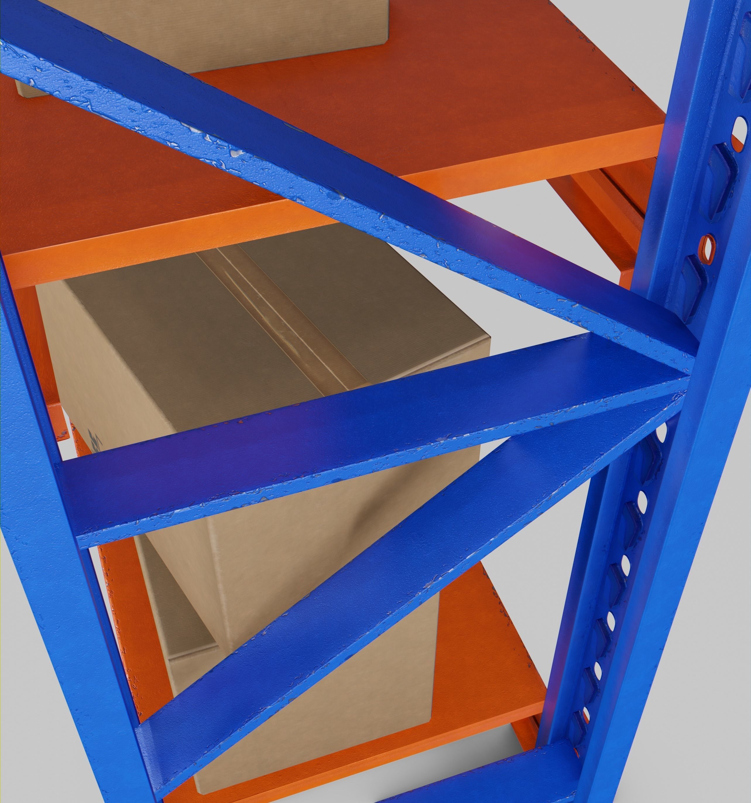  storage shelf storage rack warehouse kits Low-poly 3D model_4
