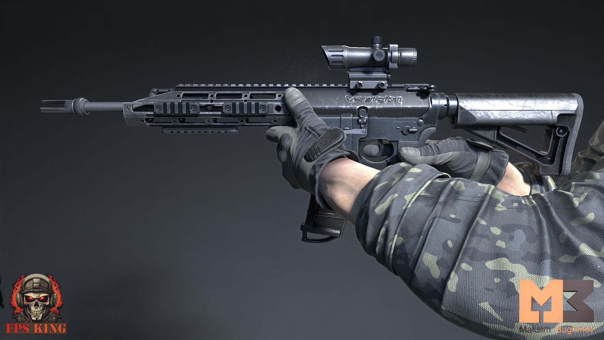 FPS Automatic Rifle 01 Animations Low-poly 3D model_5