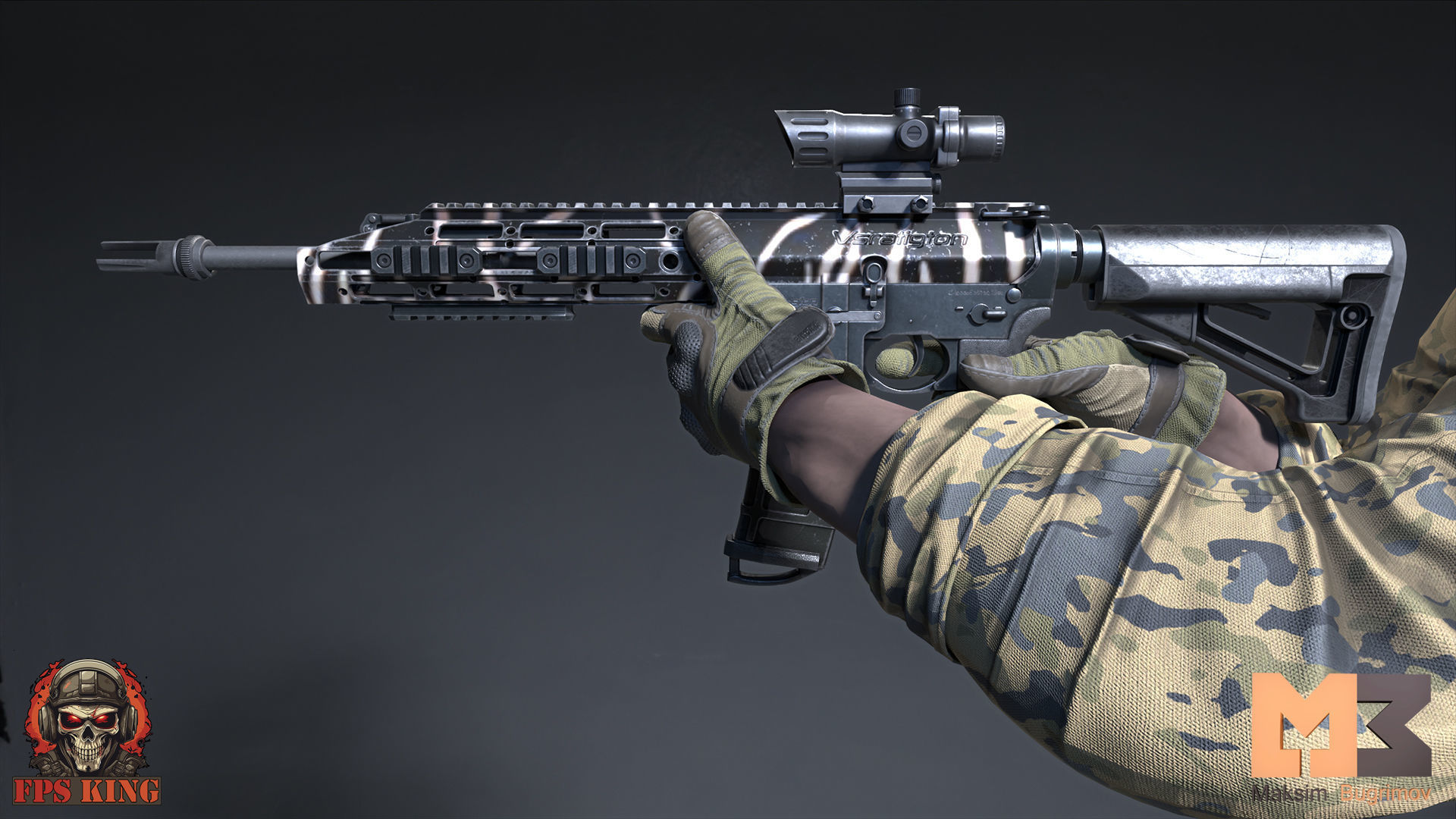 FPS Automatic Rifle 01 Animations Low-poly 3D model_3