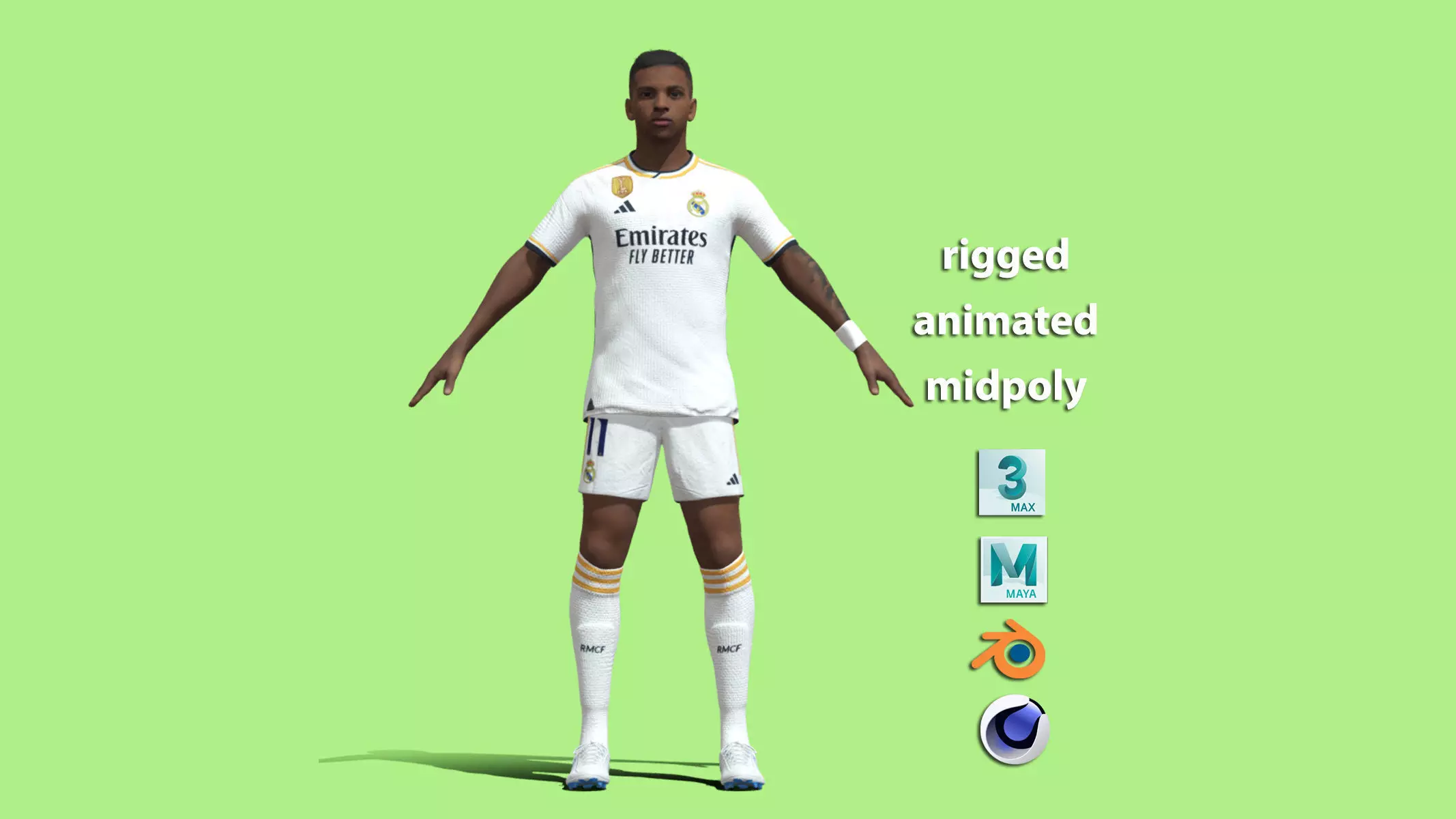 T-Pose Rodrygo Real Madrid 23-24 3D model_0