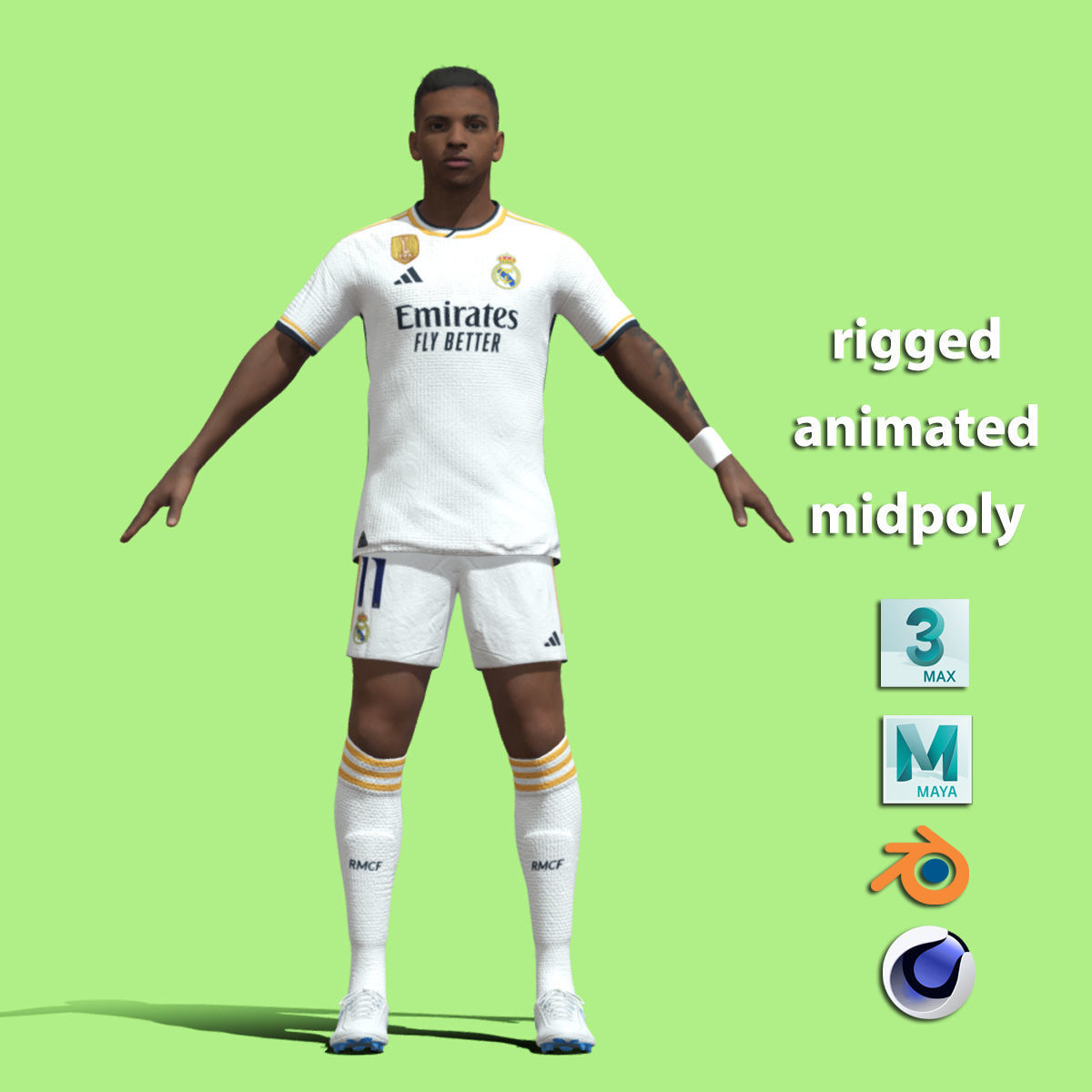 T-Pose Rodrygo Real Madrid 23-24 3D model_1