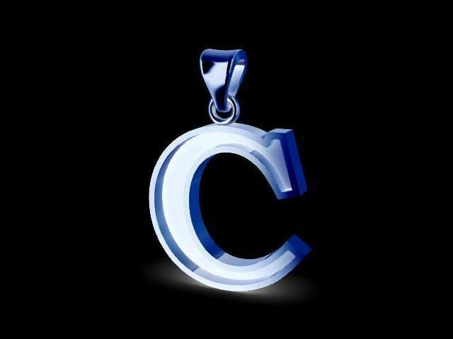 letter C pendant 3D print model_1