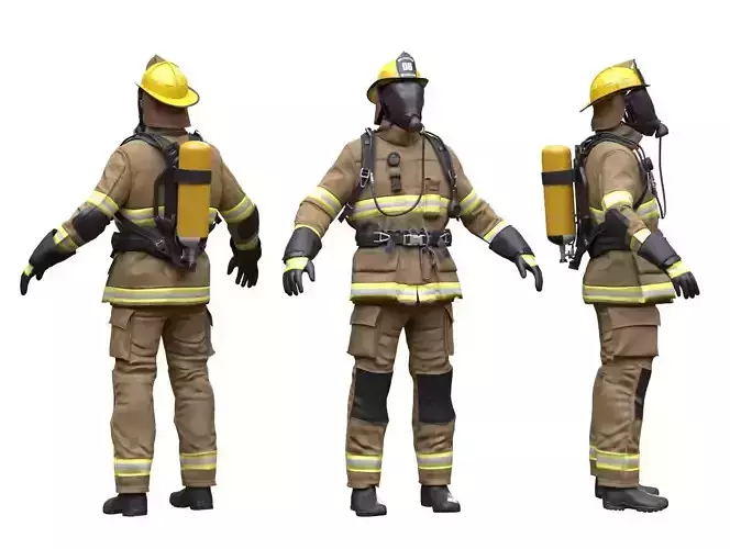 Male Firefighter Outfit Low-poly 3D model