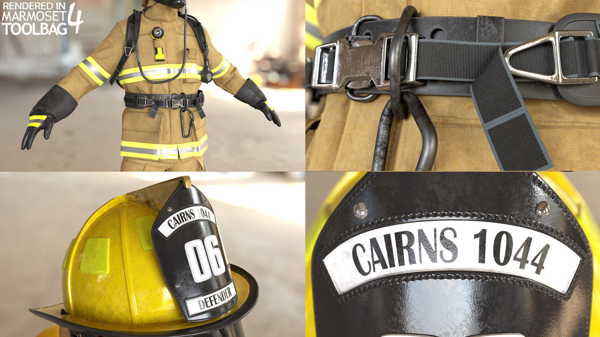 Female Firefighter Outfit Low-poly 3D model_10