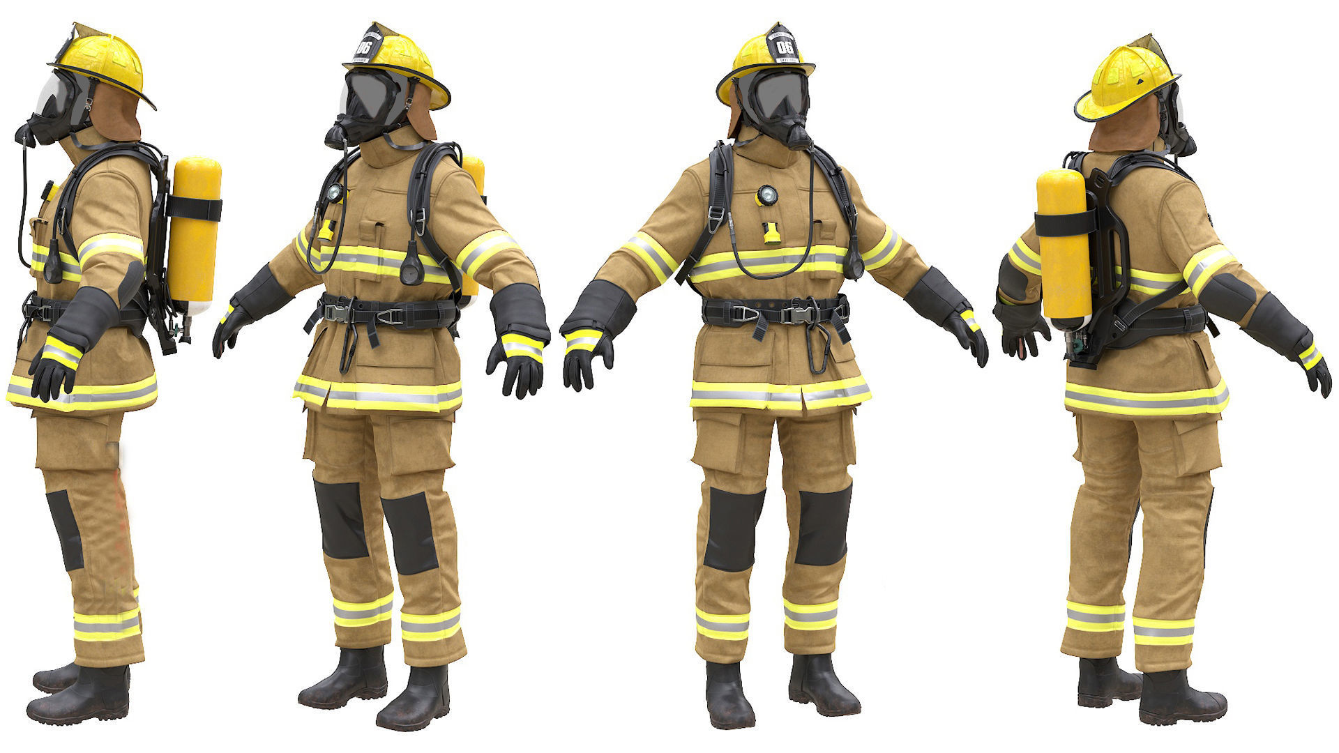 Female Firefighter Outfit Low-poly 3D model_2