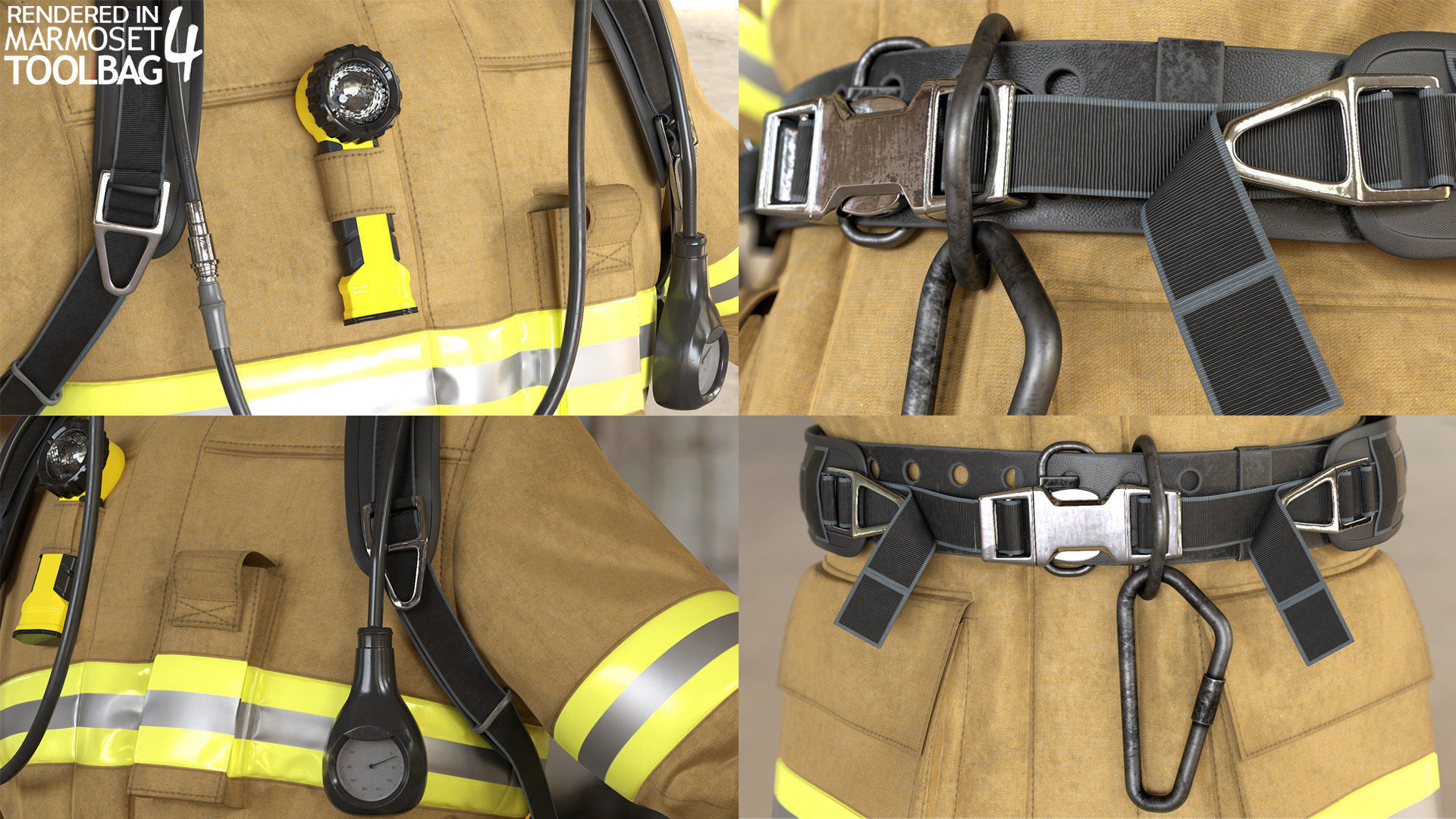 Female Firefighter Outfit Low-poly 3D model_8