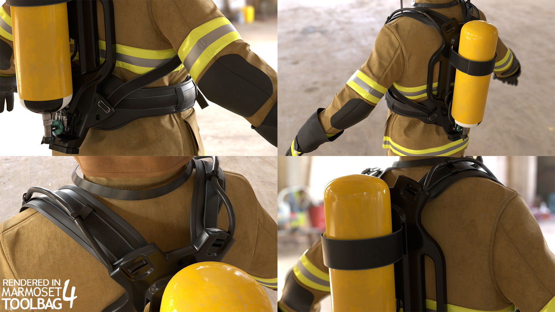 Female Firefighter Outfit Low-poly 3D model_7
