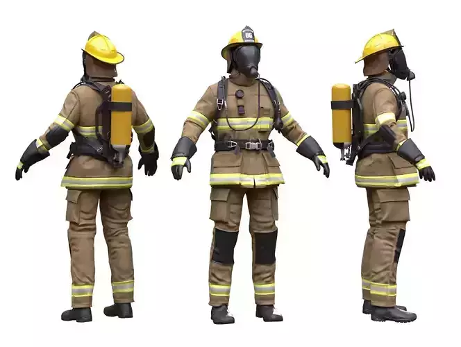 Female Firefighter Outfit Low-poly 3D model Female Firefighter Outfit Low-poly 3D model