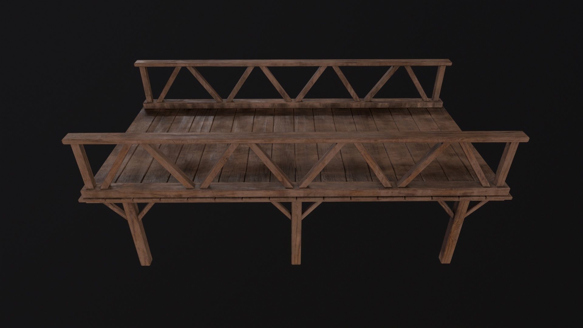 Medieval Wooden Bridge Low-poly 3D model_5