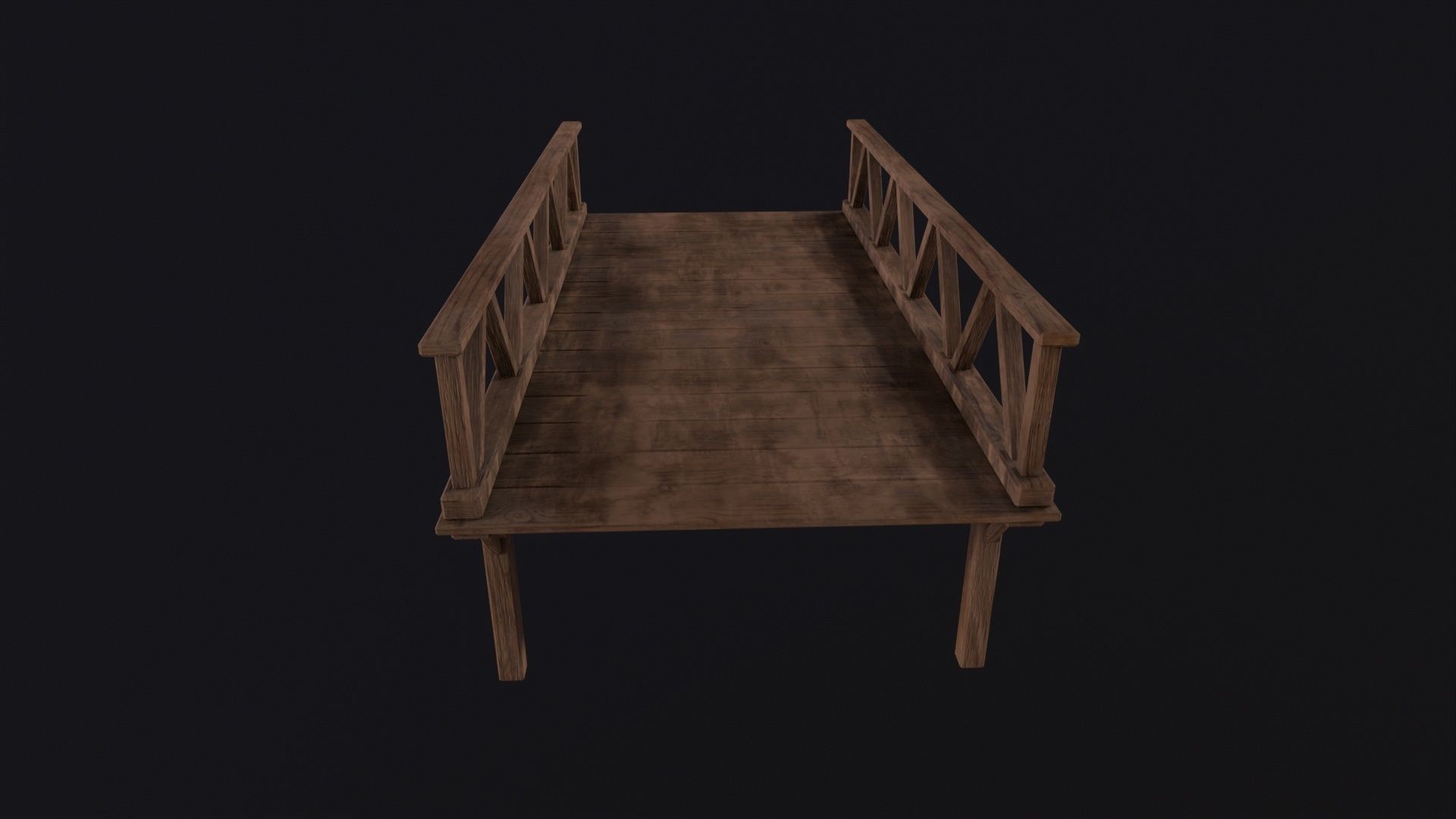 Medieval Wooden Bridge Low-poly 3D model_3