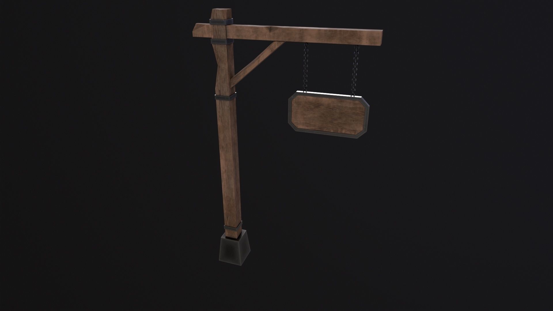 Medieval sign Low-poly 3D model_3