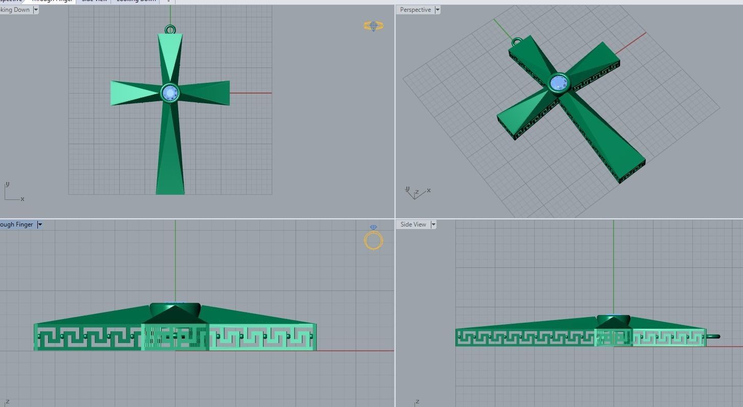 cross pendant 3D print model_3
