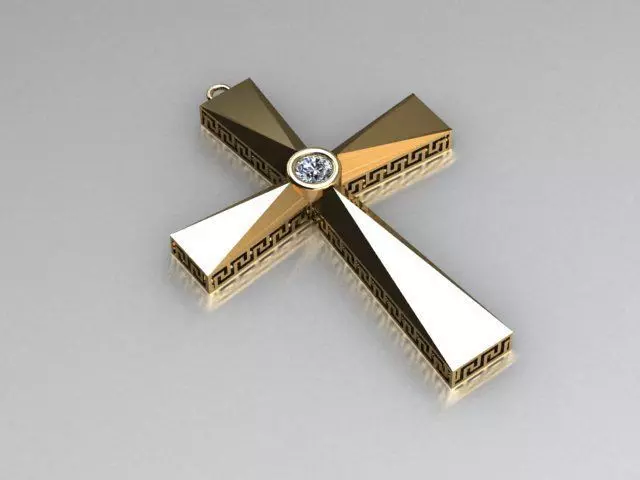 cross pendant 3D print model_0
