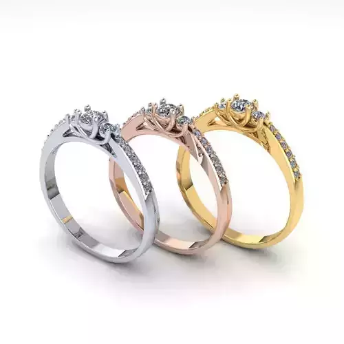 Three Diamond Ring 3 Stone Design Engagement Ring 3D print model