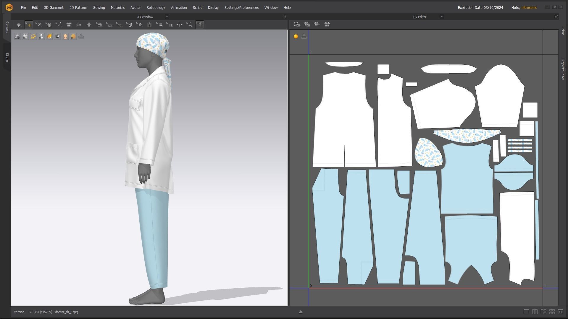 Female Healthcare Uniform Scrub Fitted to Gen8 Body Mesh 3D model_16