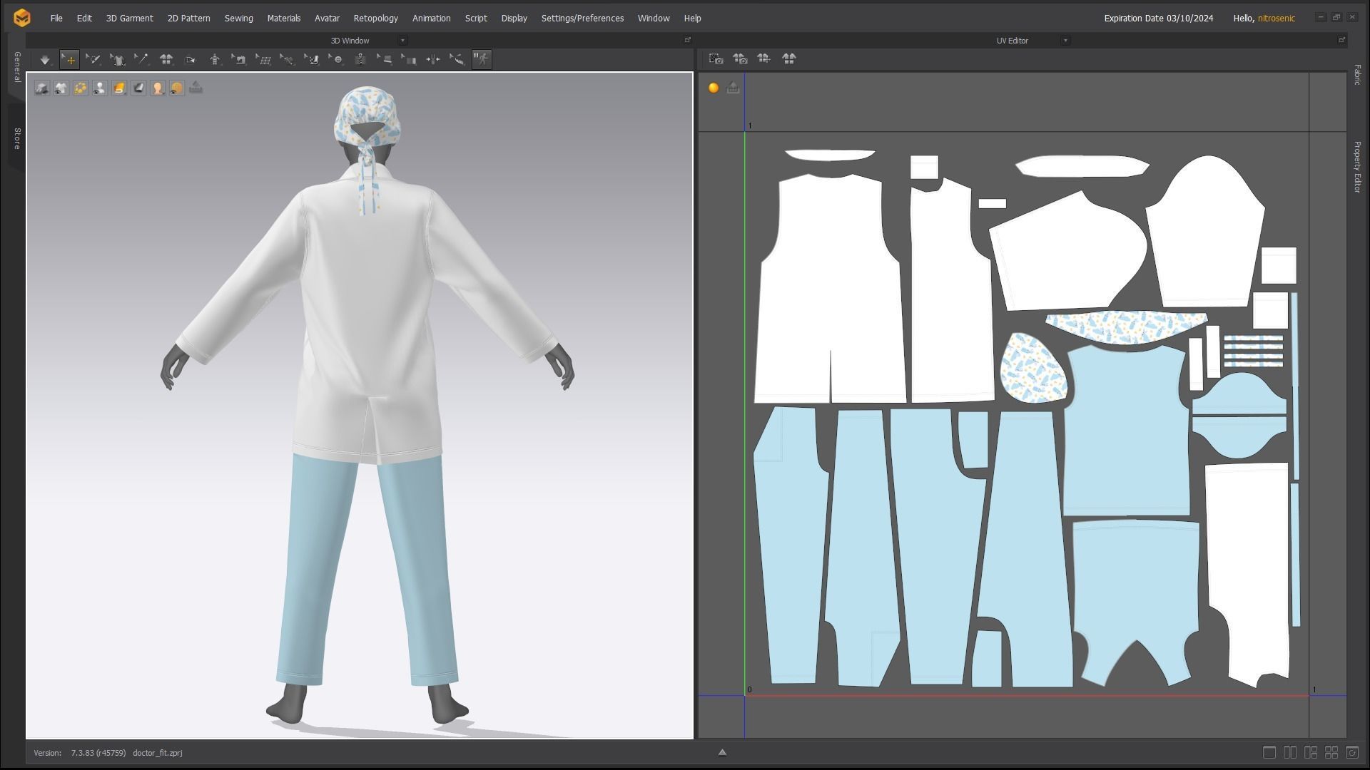 Female Healthcare Uniform Scrub Fitted to Gen8 Body Mesh 3D model_14