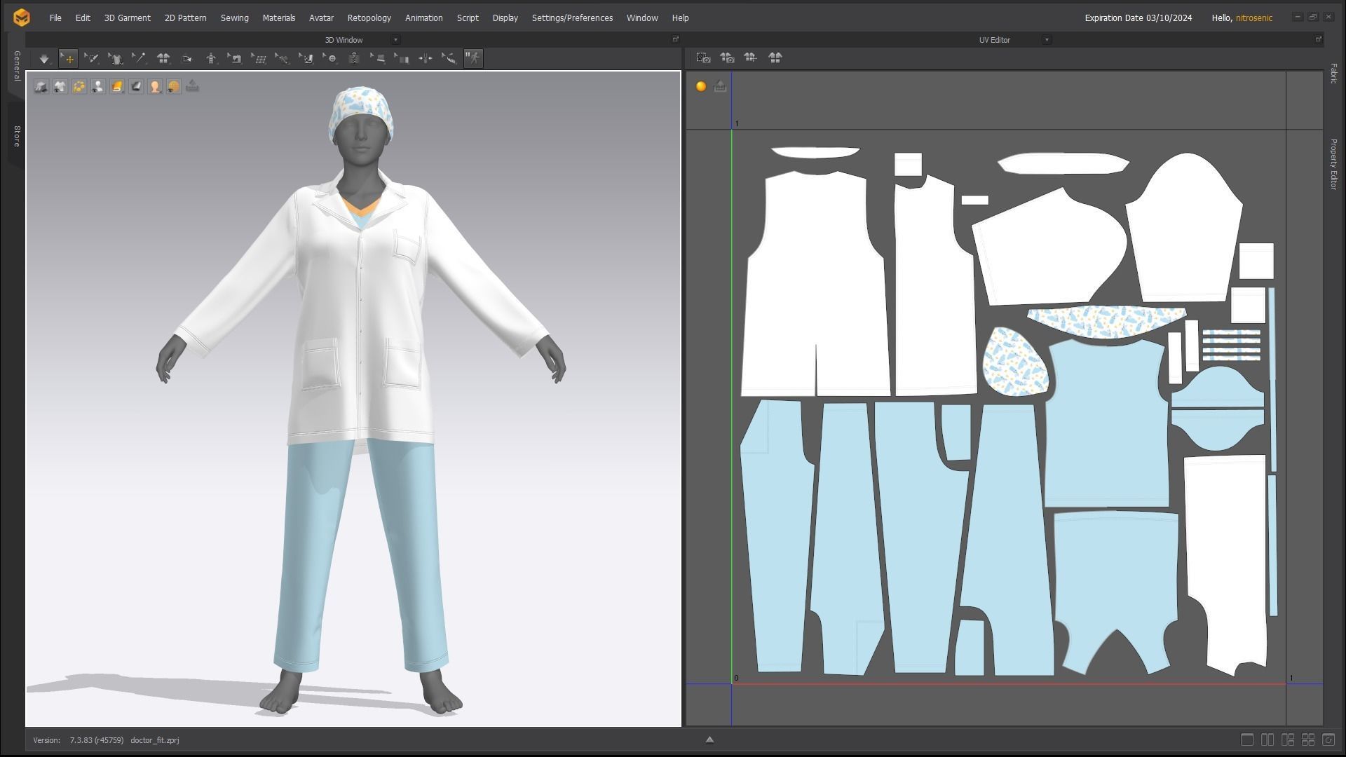 Female Healthcare Uniform Scrub Fitted to Gen8 Body Mesh 3D model_12