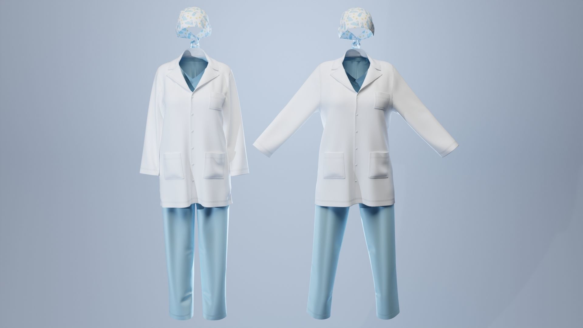 Female Healthcare Uniform Scrub Fitted to Gen8 Body Mesh 3D model_2
